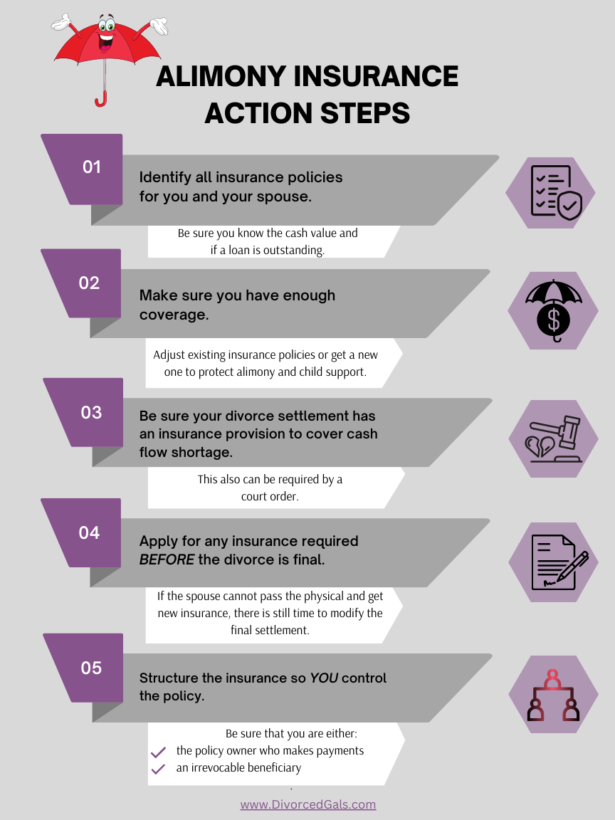 Alimony Insurance Action Steps Infographic